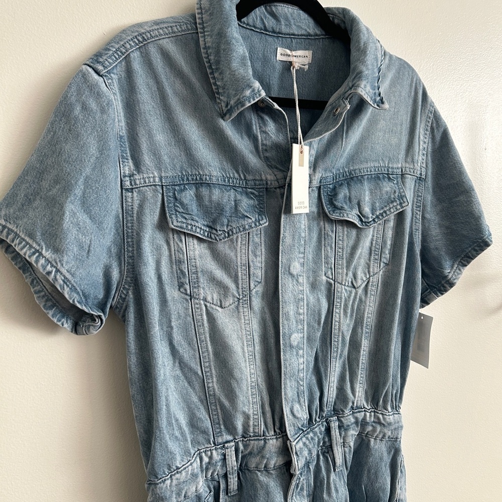 Good American Light Blue Denim Romper Jumpsuit - Picture 8 of 10